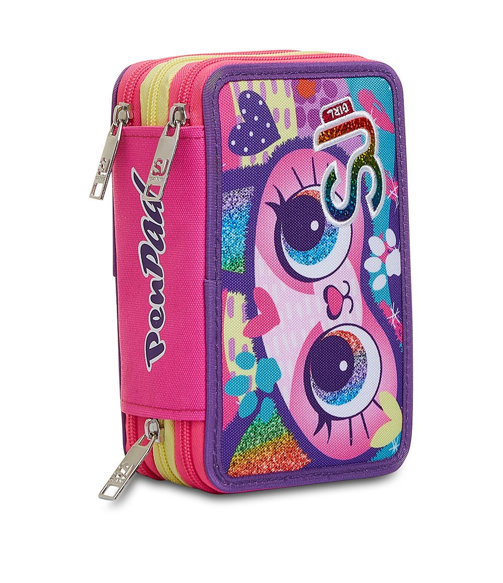 Astuccio Triplo Multicolore Topo Gigio 3 Scomparti Zip Scuola